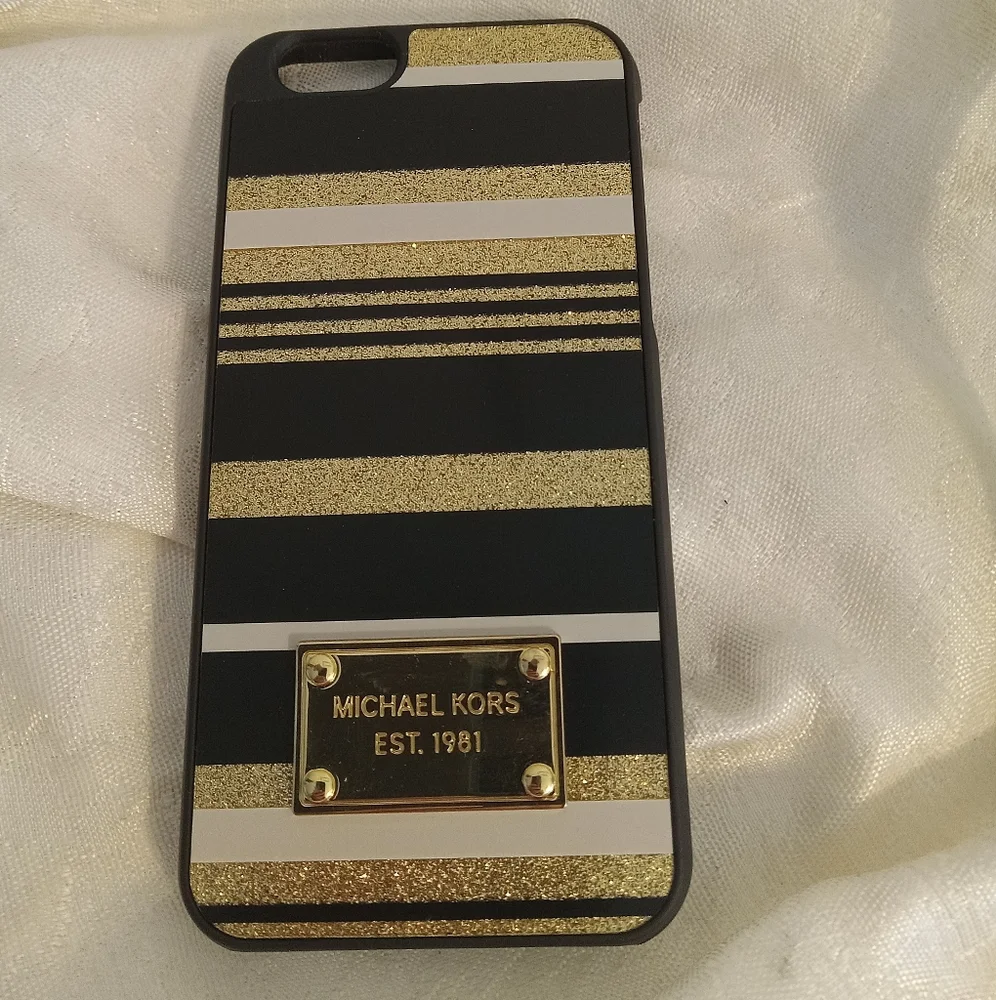 Michael Kors gold glitter white black Apple I phone 6 case.